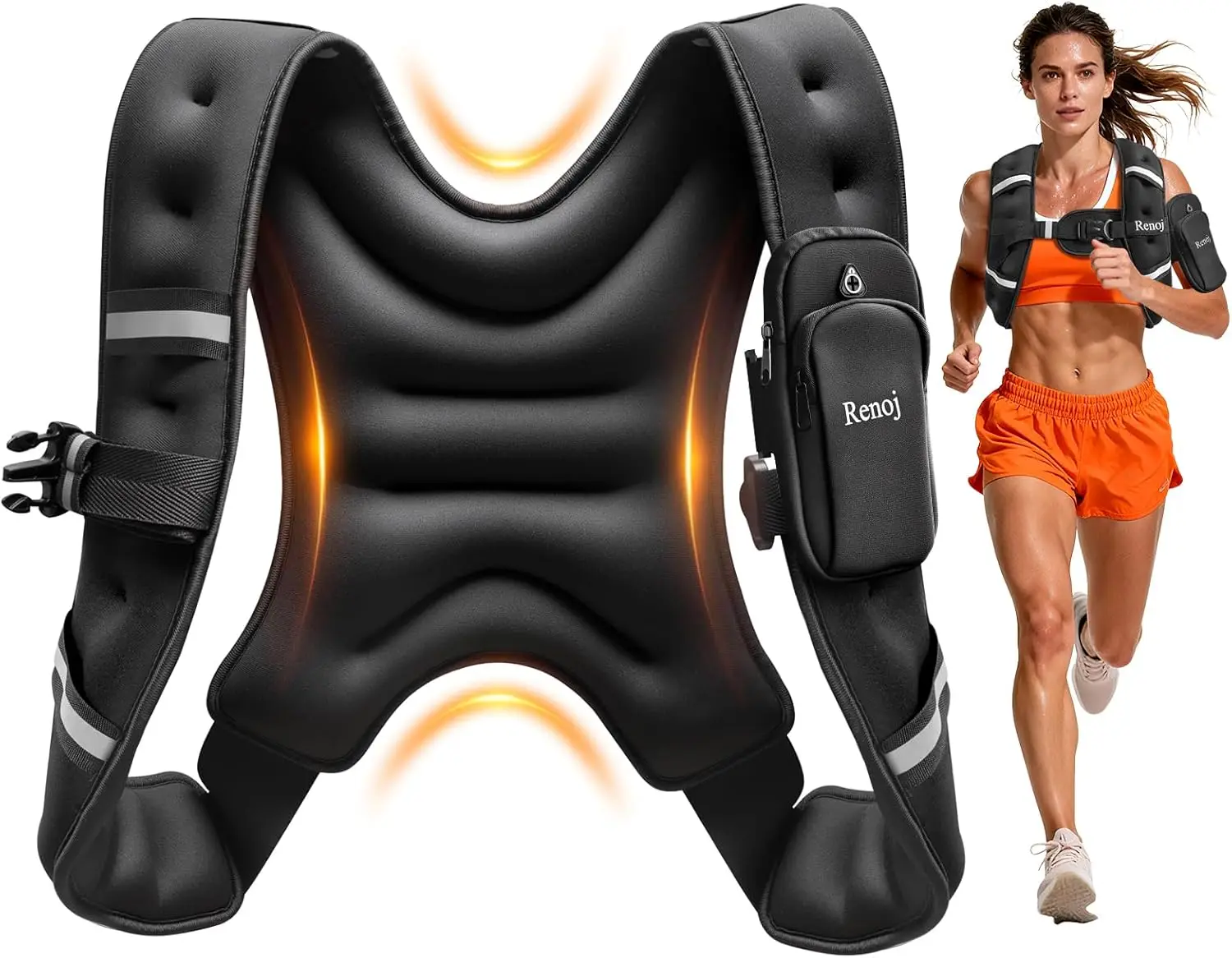 

Утяжеленный жилет для женщин и мужчин: фиксированные веса от 6 до 20 фунтов для ходьбы, бега, тренировок, физических упражнений — со светоотражающими полосами и карманом.