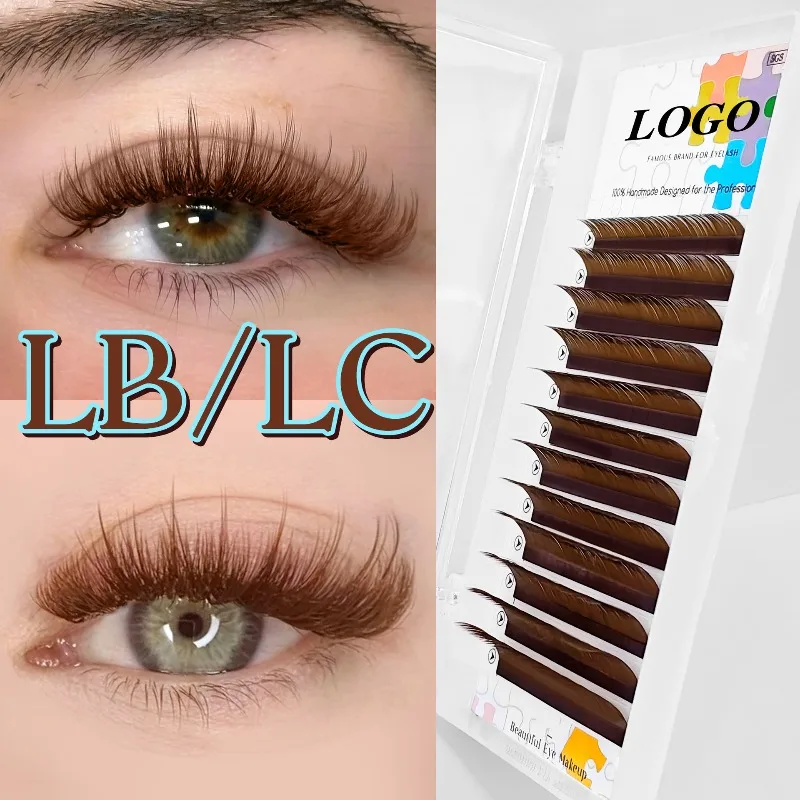 LC/LB/L/M Warped Fox Natural Single Round Hair Matte False Eyelashes Natural White European and American Style Grafted Eyelashes