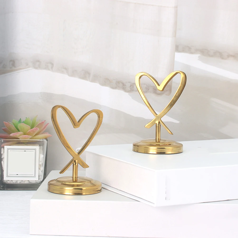 

Heart Shaped Metal Business Card Holder Desk Decor Memo Photo Clip Stand Home Office Wedding Party Birthday Cards Clamp