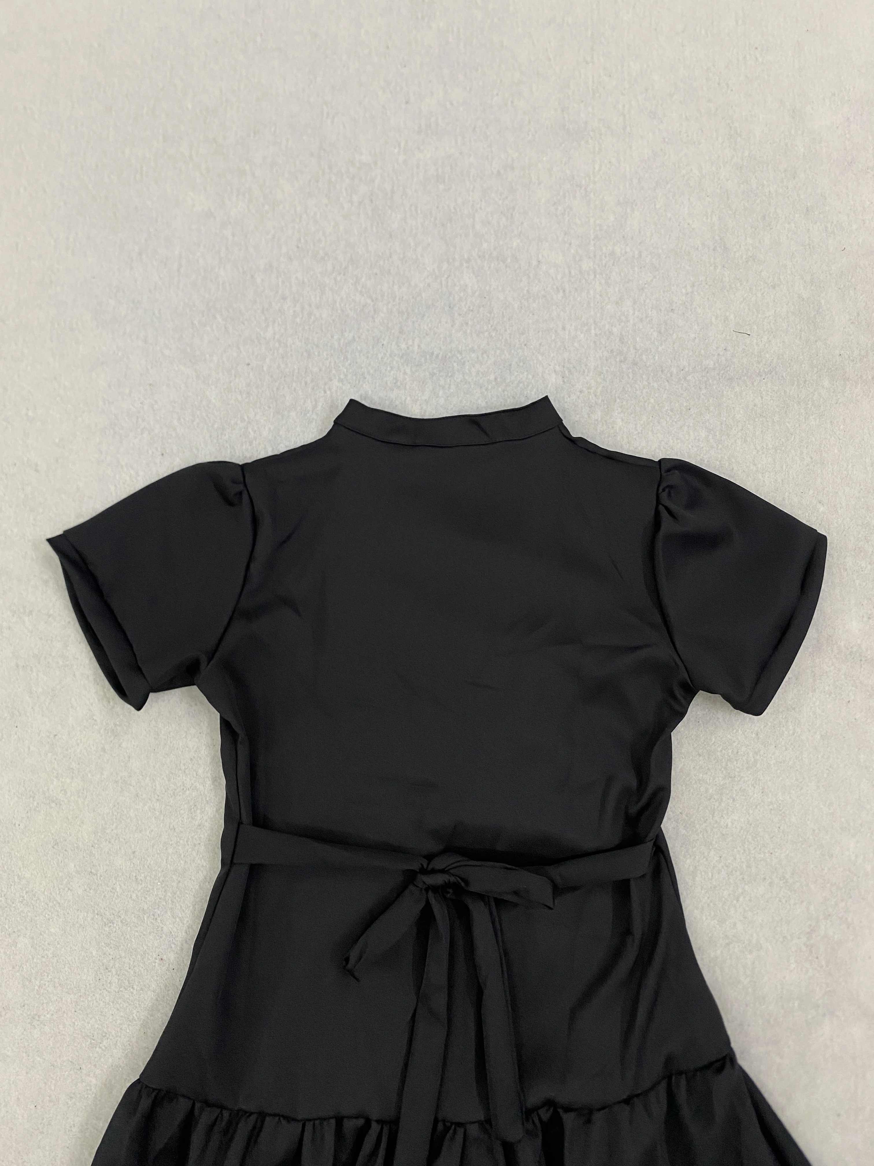 Damen Vintage Kariertes A-Linien-Minikleid Kurzarm Stehkragen Knopfleiste Plissiert Lässig Elegant Modisch – Detail 4