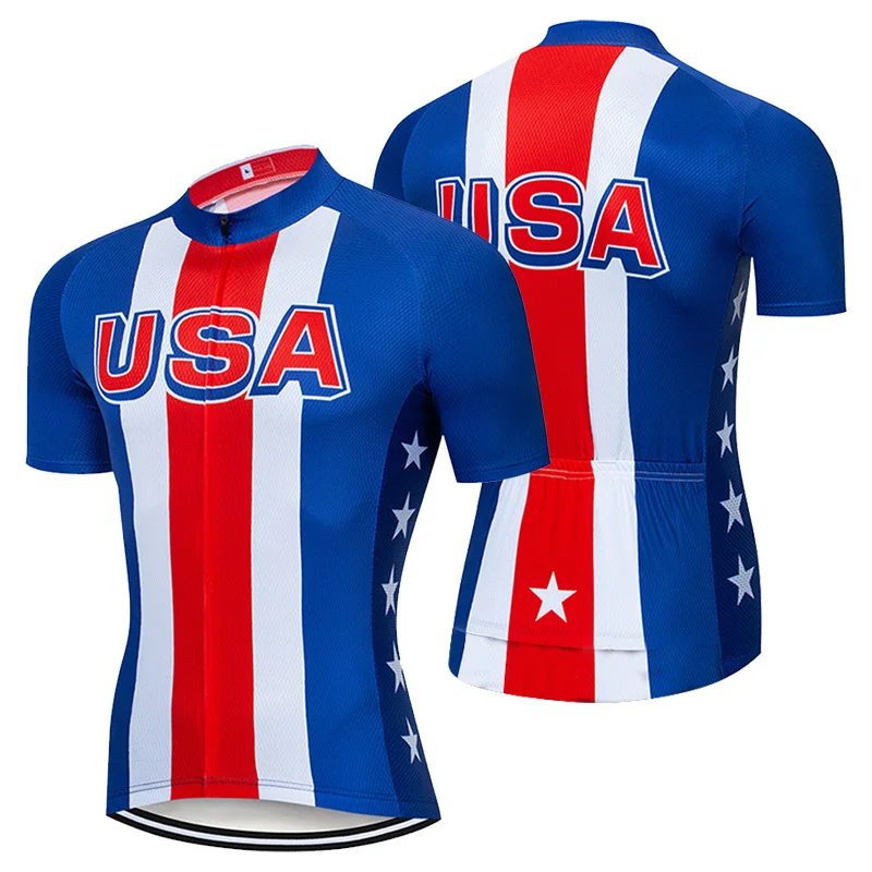 USA Cycling Clothes, Short Sleeve Clothing, MTB Road Jacket, Bike Wear, Motocross Jersey, Sweater Top, Anti-UV Shirt, Uniform