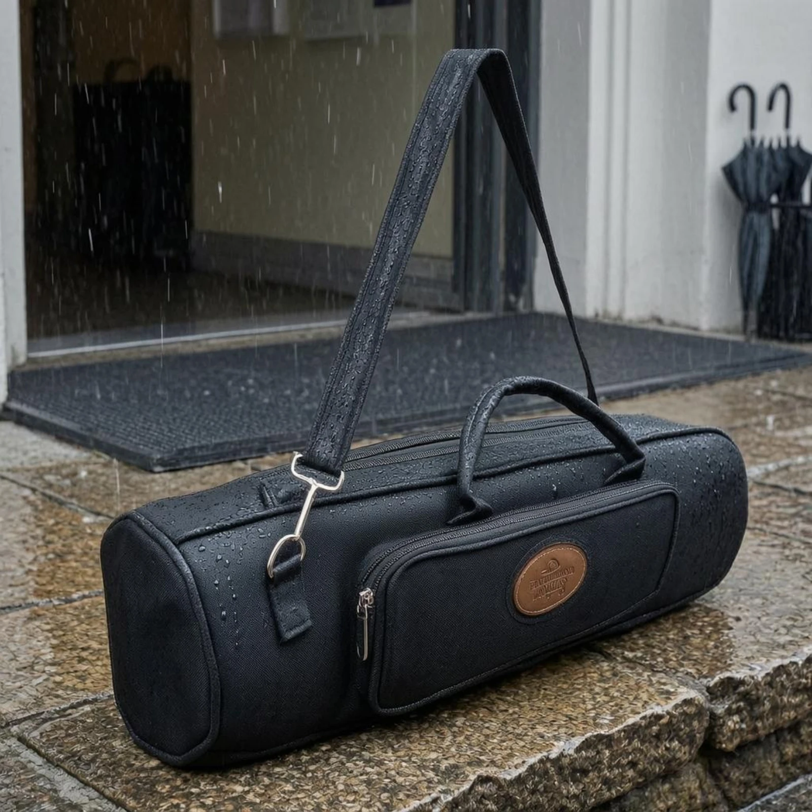 Black Instrument Bag Water-Resistant Padded Instrument Bag Waterproof Textured Textile