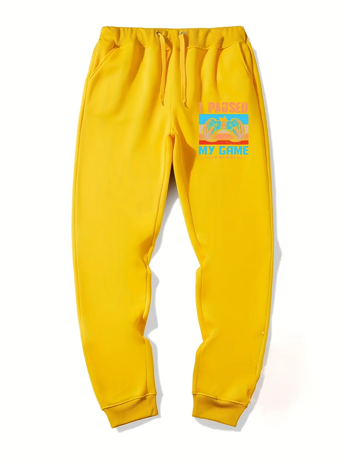 Hobby‑flavored Retro Game‑Pad Pattern And Funny Gamer‑Quote Decor Print Comfy Sweatpants Men Hip Hop Jogger Trousers