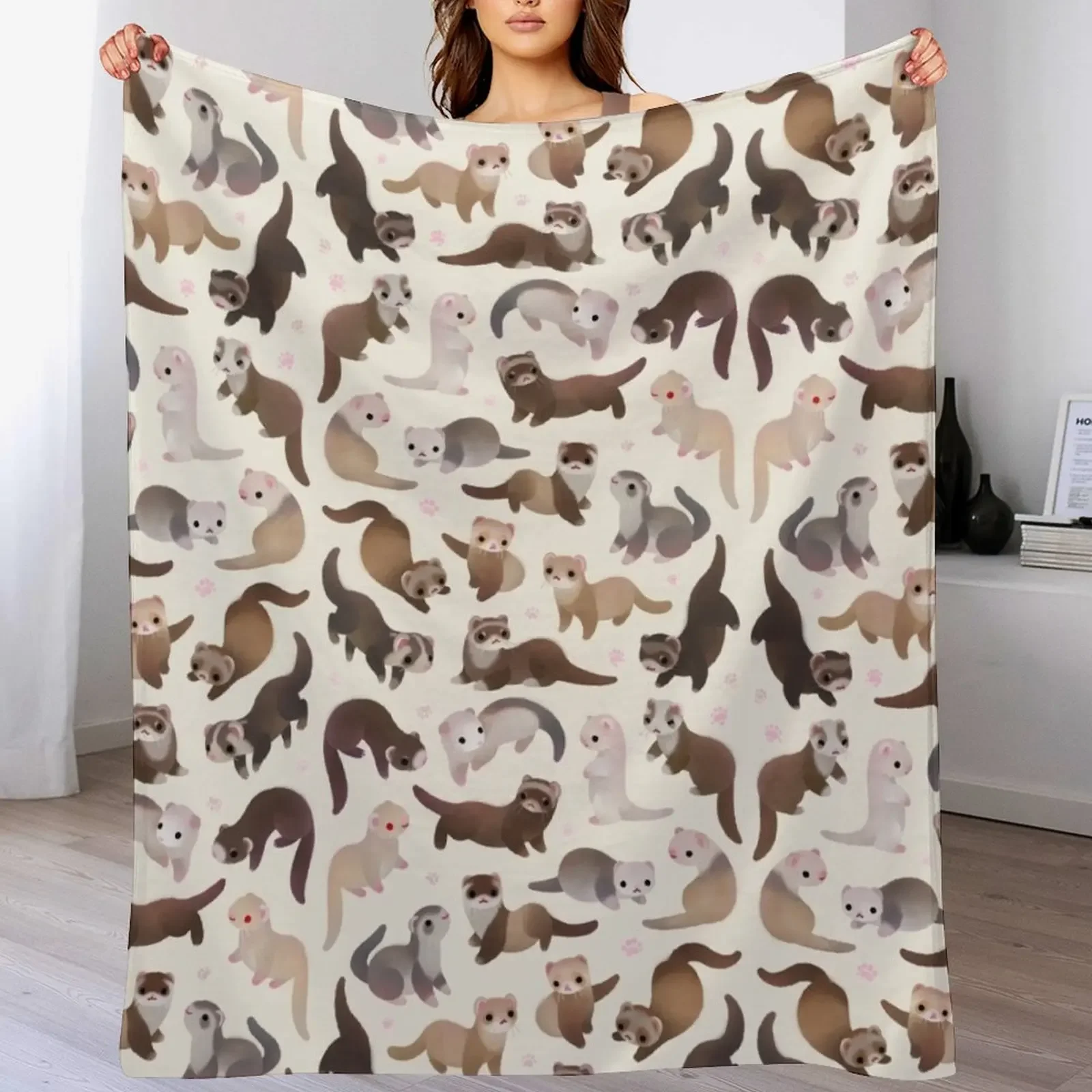 Ferret - bright Throw Blanket Flannels warm winter Sofa Quilt Extra Large Throw Blankets