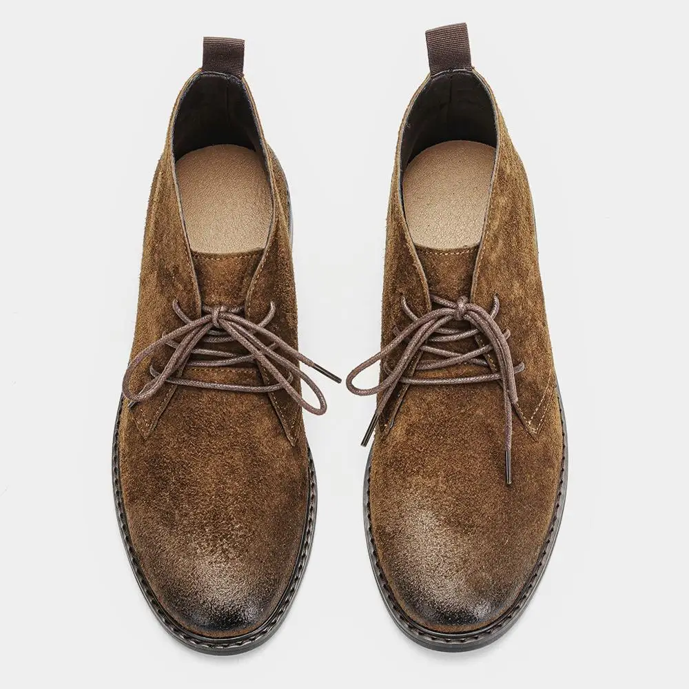 Men's Boots Genuine Cow Leather Two-Eyelet Lacing Boots For Man Casual Wear Men Boots Matte Mottled Finish