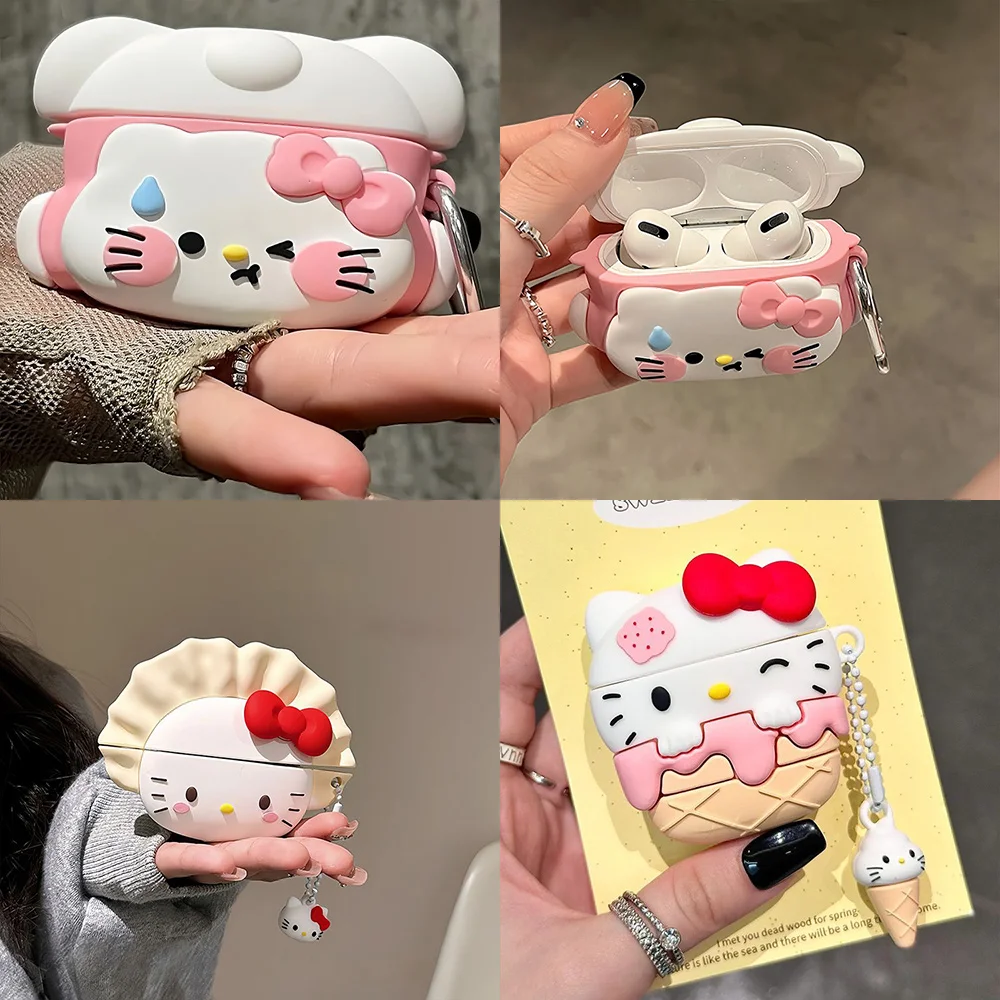 New Kawaii Sanrio Hello Kitty Bluetooth Earphones True Wireless Headset Sport Noise Reduction Touch Control Games Headphone