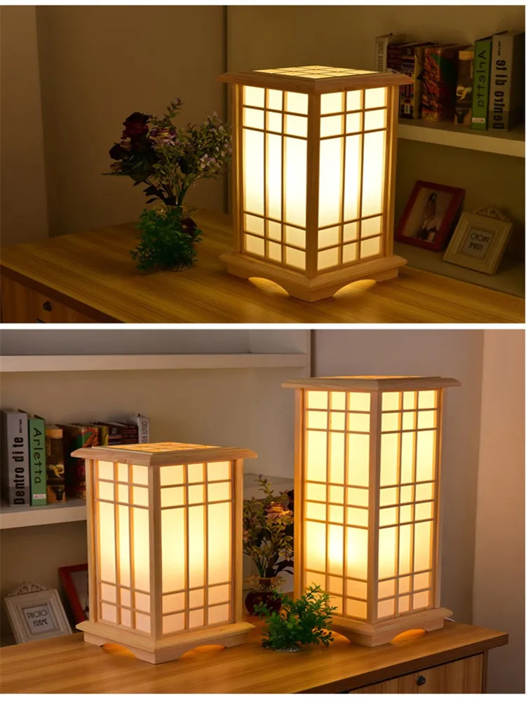 Imagem -05 - Japonês Neutro Charming Iluminação Led Tatami Estilo Quadrado Madeira Feita Lâmpada para Sala de Estar Quarto Decoração para Casa Moderno