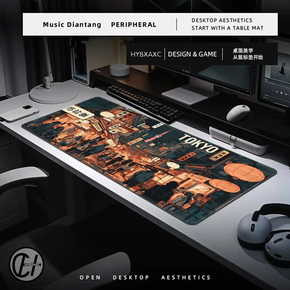 Japanese Street Gaming Mouse Pad Large office Desk Mat Anime Pads for Extended Keyboard pad with Non-Slip Base