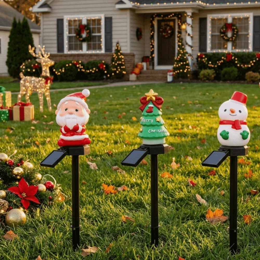 Solar Powered Christmas Solar Light Santa Claus Snowman Lawn Landscape Festive Lights Christmas Tree Waterproof