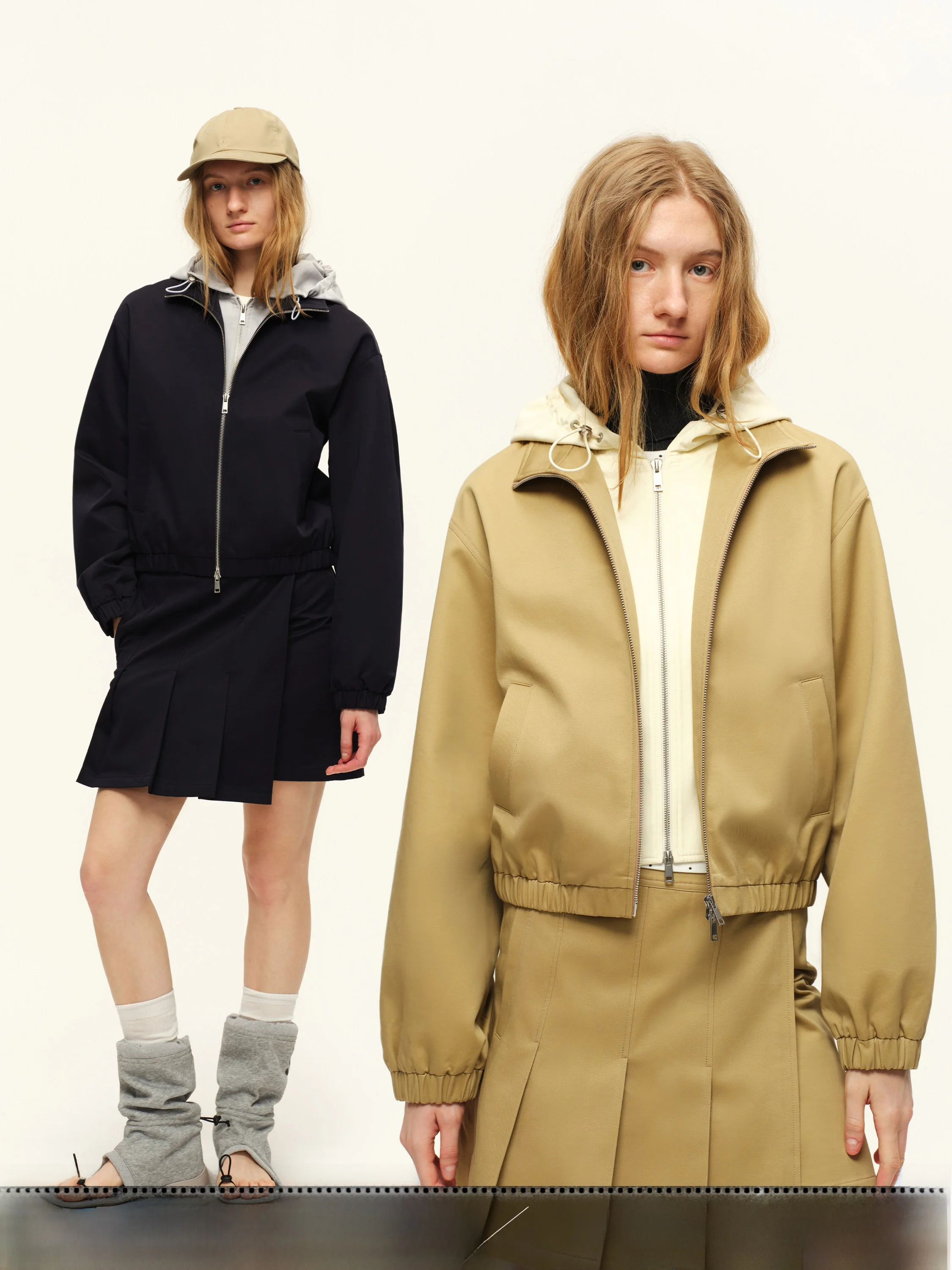 

American Style Cotton Hooded Jacket Women Spring Autumn Loose Fit Shirt Casual Style Faux Two-Piece Design Contrast Color