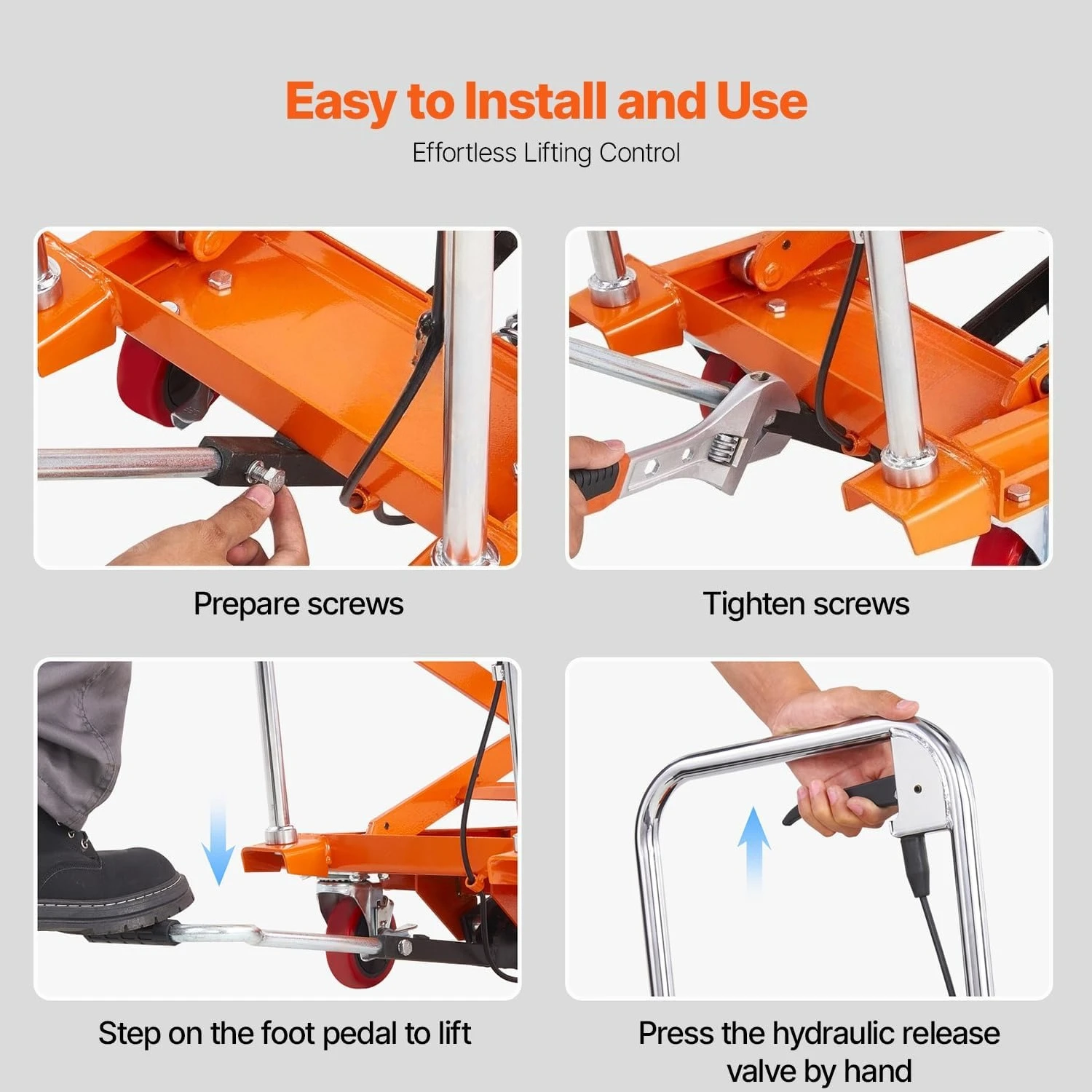 ZZH Hydraulic Lift Table Cart, 330lbs Load Capacity 50 Inch Lifting Height, Manual Single Scissor Lift Table with Non-Slip Pad