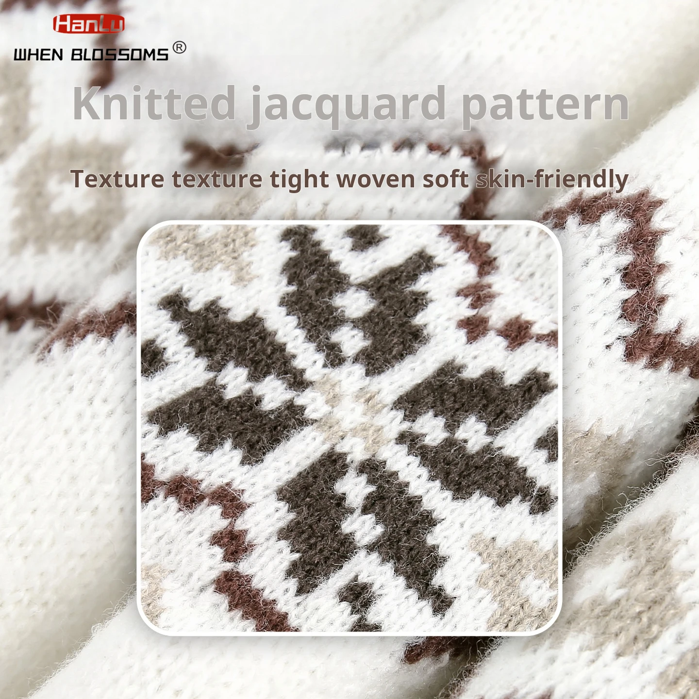 Hanlu 2025 Men's Fair Isle Sweater Vintage American Style Textured Knitwear Oversized Casual Crewneck Pullover