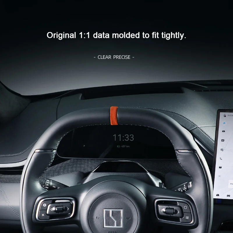 

For ZEEKR 001 2024 2025 Super Suede Steering Wheel Back to Positive Label Ultra-thin Normal Sign Mark Interior Accessories