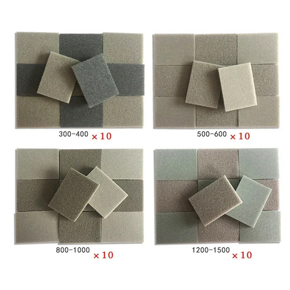 10/20pcs Sponge Sanding Block Wet And Dry Bodywork Fine Coarse Grit Sandpaper Sponge Pads Hand Polishing Supplies