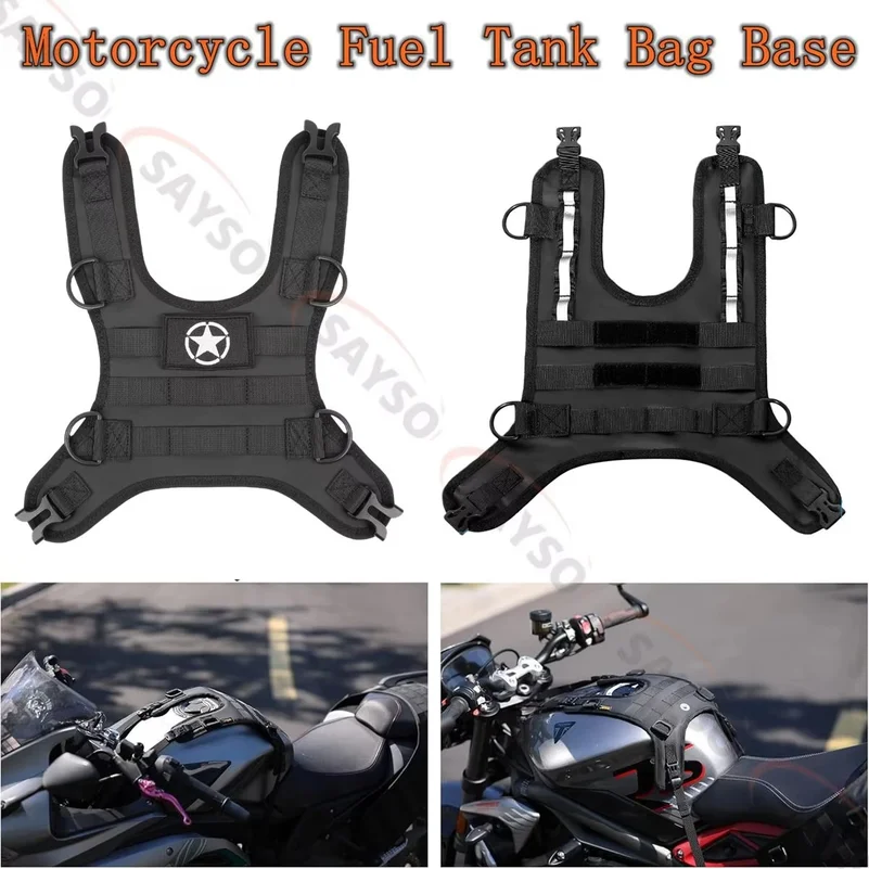1x Motorcycle Fuel Tank Bag Base Vest Portable Motorbike Tank Bags Mounting Kit for Universal Off-road Motorcycle Fuel Tank Pack
