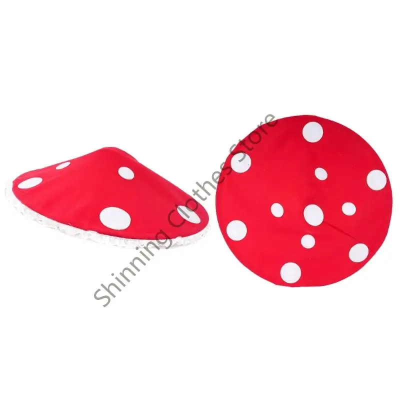 

M68A Elegant Lace Trim Mushroom Cap Party Hat For Cosplay Halloween Costume And Stage Performances with Soft NonWoven Fabric
