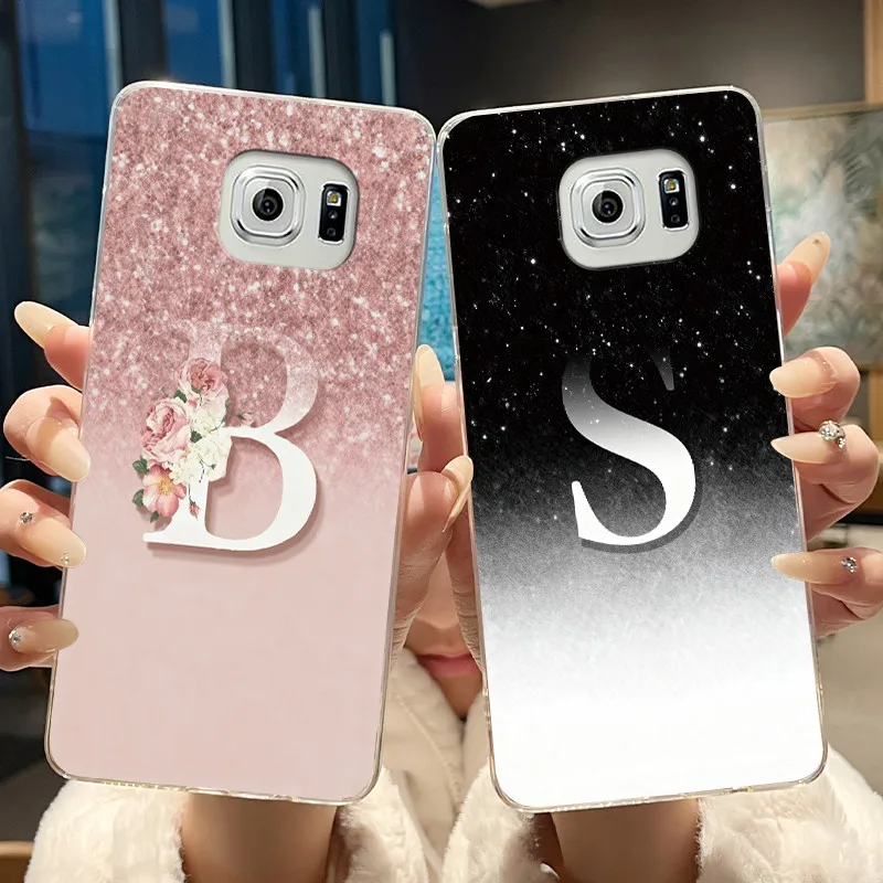 Capa para Samsung Galaxy S6 / S6 Edge / S6 Edge+ Plus, Capa de Telefone Luxuosa e Elegante com Letras, Capa Traseira de Silicone Transparente e Macia em TPU