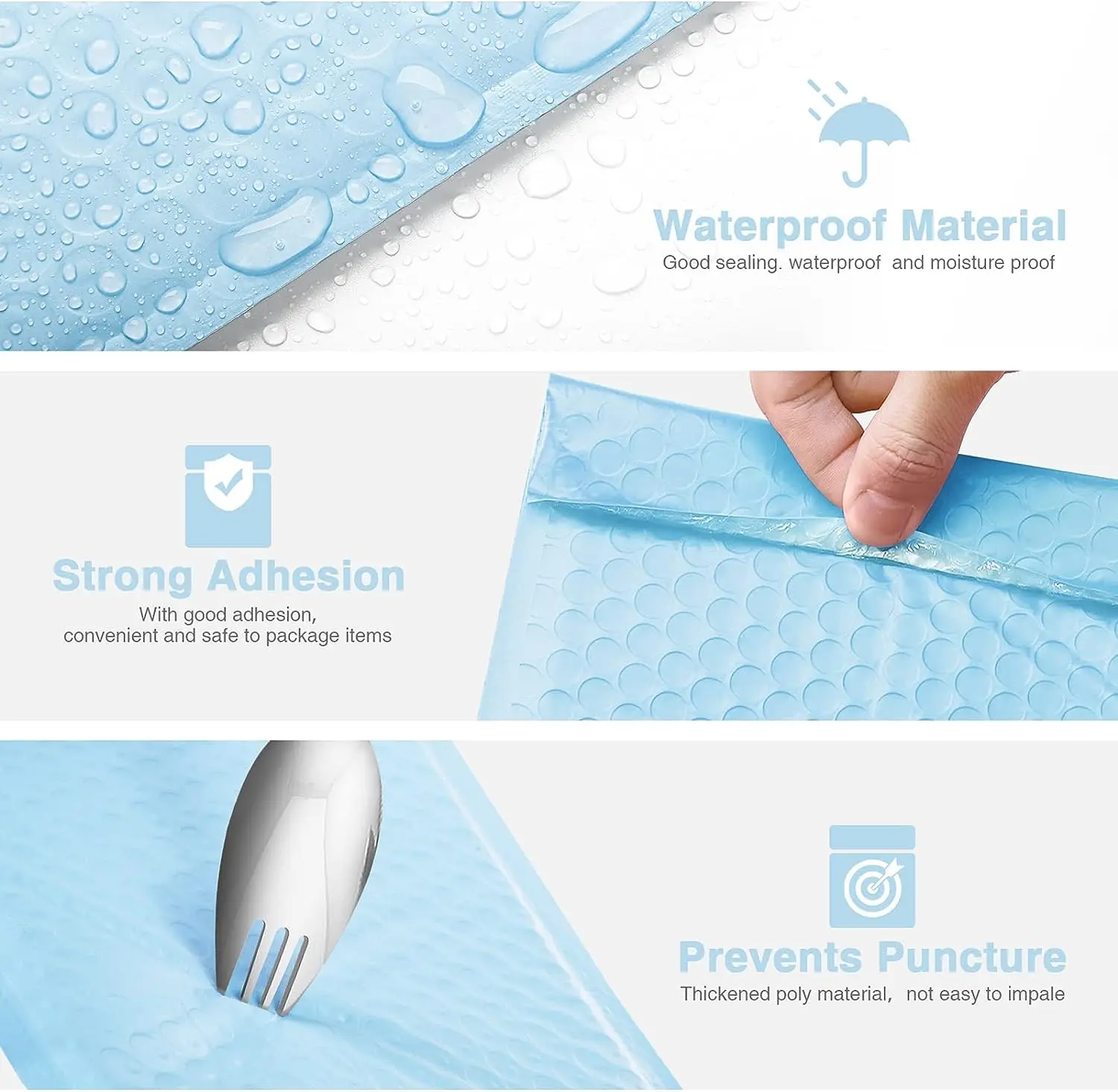 100 Pcs Bubble Mailers Blue Poly Bubble Mailer Self Seal Padded Envelopes Gift Waterproof Packaging Envelope Bags for Shipping