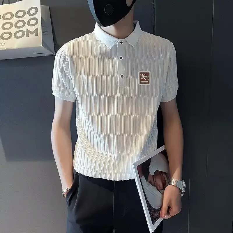 

White Man Polo Shirts Black O Neck Plain with Collar T Shirt for Men Xl Summer Luxury Elegant Basic High Quality Fashion Party