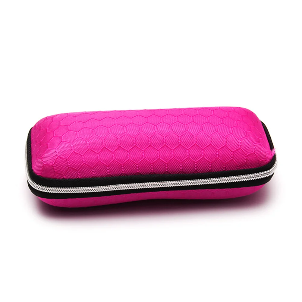 

1pc Eyeglasses Case Glasses Box Lightweight Zipper Protector Eva Glasses Case For Sunglasses Honeycomb Design Pink