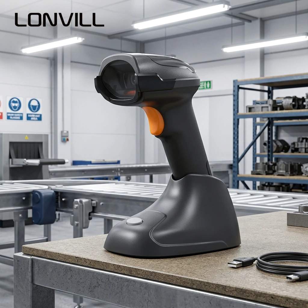 LONVILL 12 Hours Usable Time 5 Hours Full Charge 2600mAh Capacity 145g Cordless Industrial Barcode Scanner for Logistics Center