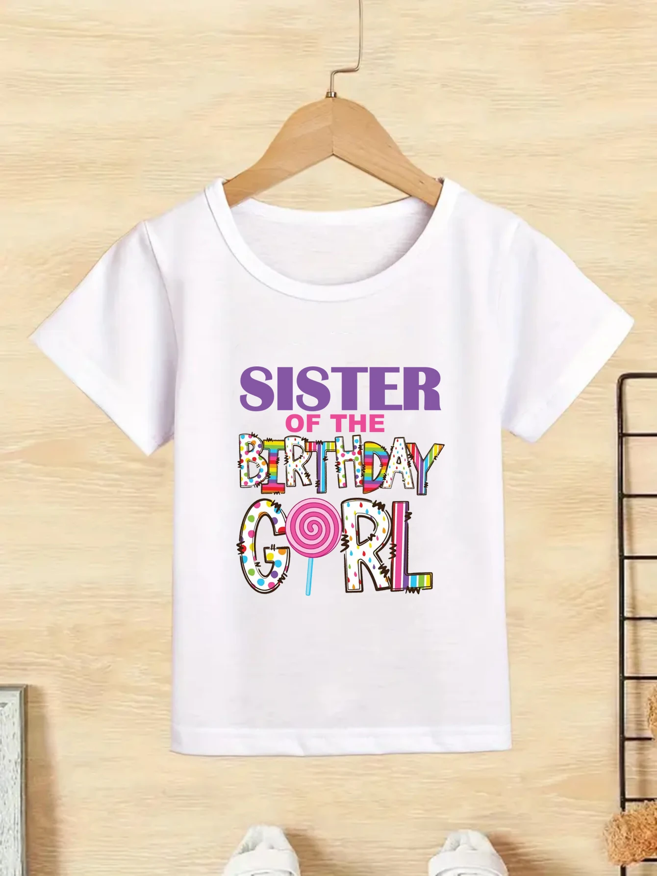 Lollipop Birthday Shirt, Lollipop Birthday Sister/Brother/Cousin Of The Birthday Girls, Candy Theme Birthday T-Shirt Party Gift