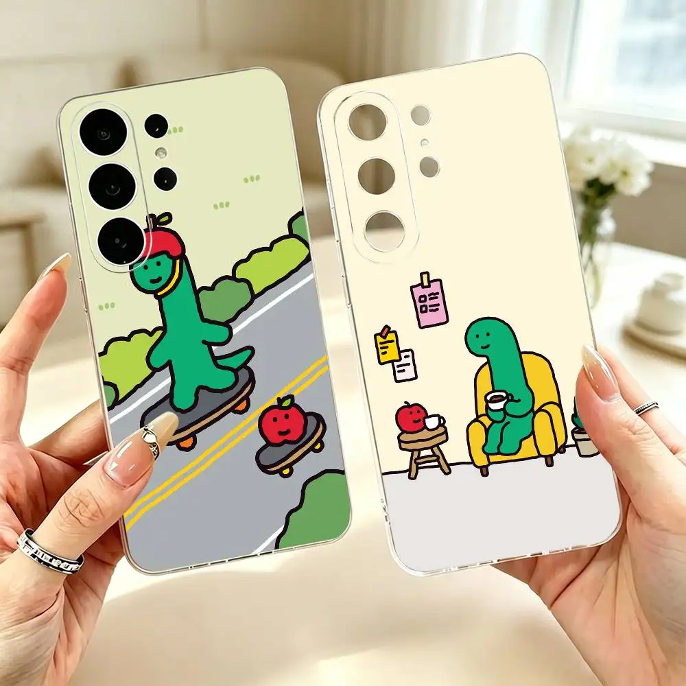 Cute Cartoon Jogumans Dinosaur  Transparent Phone Case For Samsung S25 S24 S23 S22 S21 S20 Ultra Plus FE Lite Note