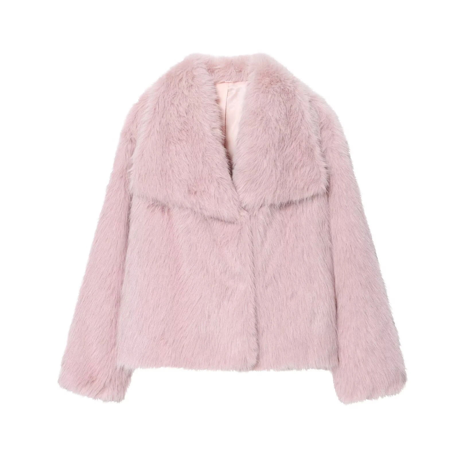 European and American style winter new loose collar French socialite imitation mink fur faux fur effect short jacket