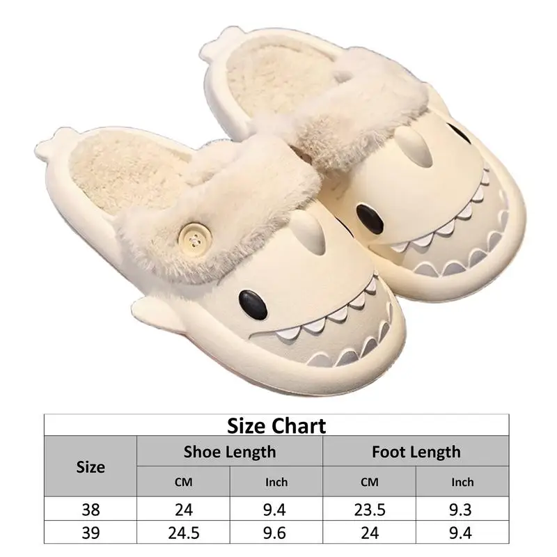 Womens Slippers Warm House Slippers Cozy Shark Slippers Non-Slip Sole Slip-On Plush Warm Slippers For Men Women