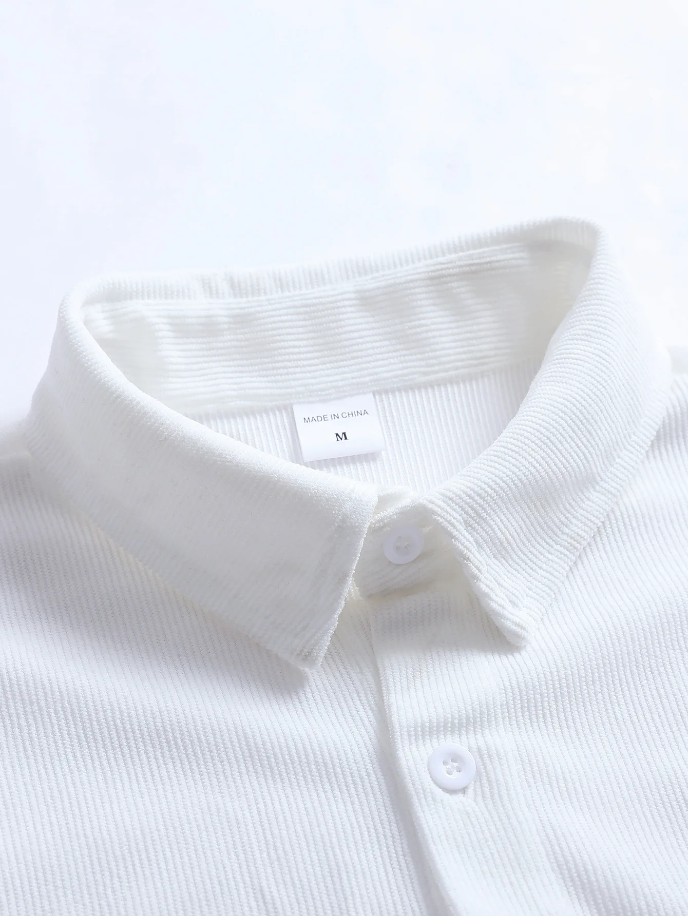 2026 Summer New Men's Solid Color Casual Corduroy Collar Shirt Set Outdoor Sports Breathable Loose Comfortable Two Piece Set - view 5