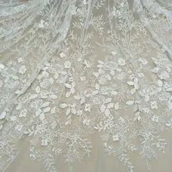 heavy beading wedding gown dress lace fabric 130cm width guipure wedding lace fabric with sequins sell by yard