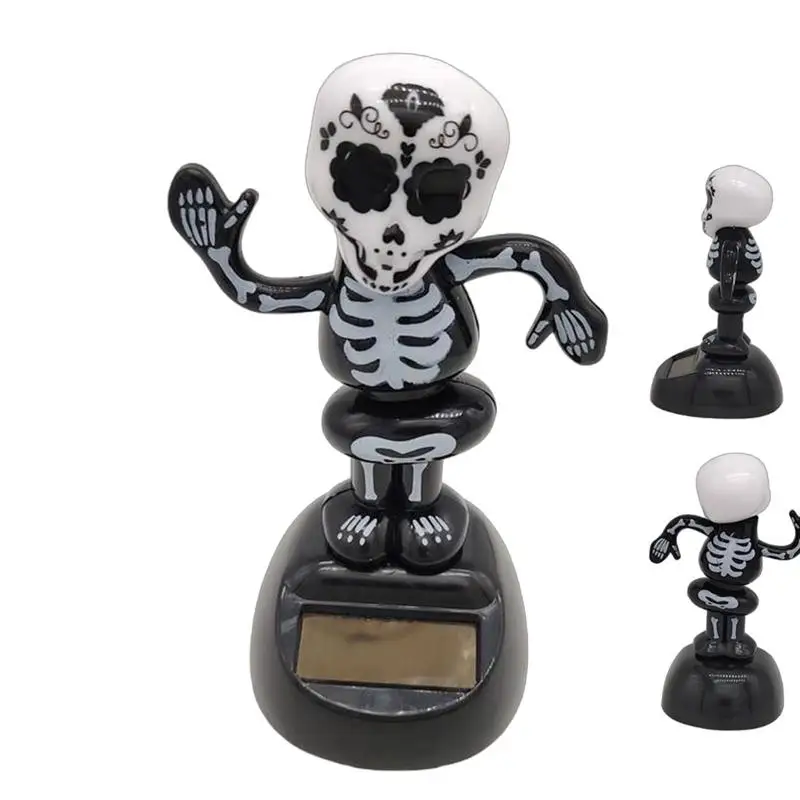 New Car Dashboard Decorations For Creative Skeleton Ornament Solar Energy Bobble Head Halloween Props Festival Gift for Car Desk