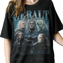 Geralt Of Rivia Medallion Vintage Henry Cavill Wild Hunt 90s Retro Graphic Tee Oversize Women T-shirt