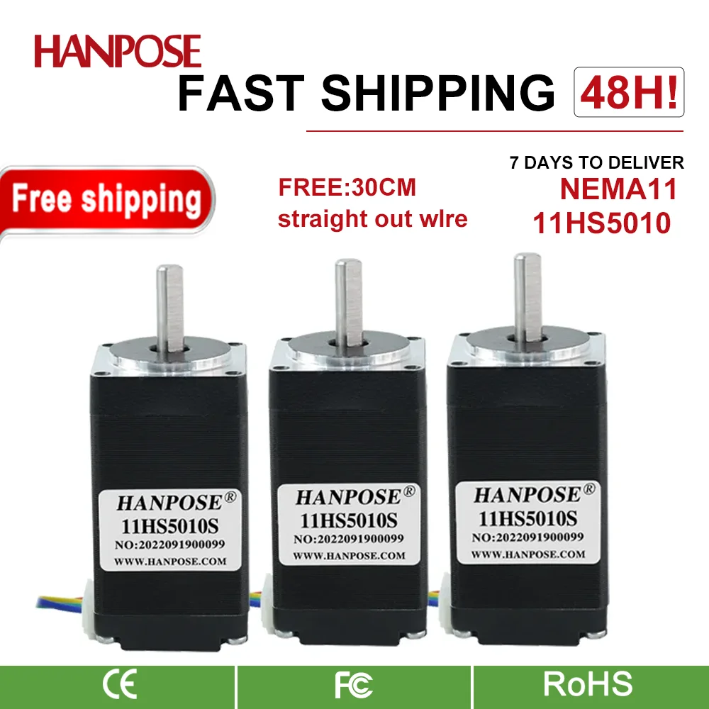 hanpose  nema11 stepper Motor 4-cable 28X50mm 11HS5010 0.17N.M 1.8 degrees  step motor for 3D printer NEMA11 Stepper Motor 12v