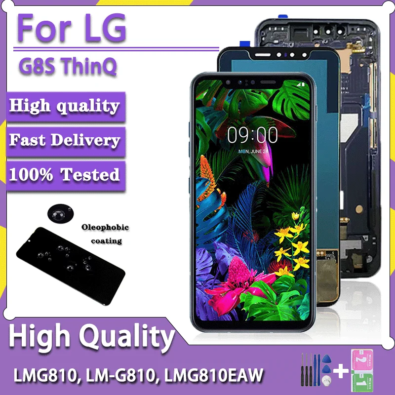 6,21 "AMOLED para LG G8S ThinQ LMG810, LM-G810, LMG810EAW pantalla LCD Digitalizador de pantalla táctil para marco de pantalla LG G8s