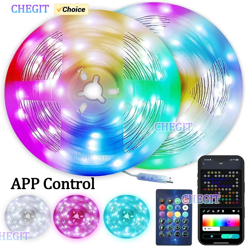 

RGB IC LED String 20m 10m 5m DIY Smart IC APP Bluetooth Remote Fairy Lights Dreamcolor Garden Party Christmas Wedding Decor