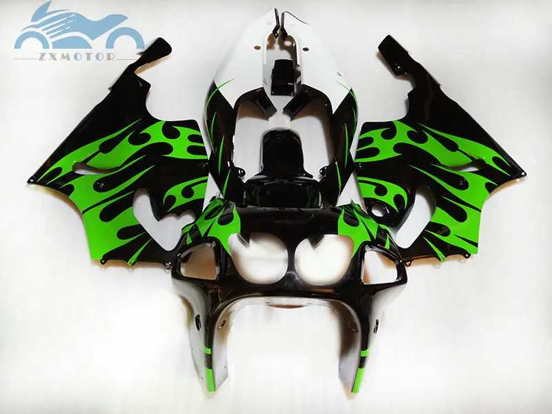مجموعة انسيابية للدراجات النارية لـ Kawasaki ninja ZX 7R 96 97 98-03 مجموعة انسيابية هيكل السيارة باللون الأسود والأخضر والأبيض ZX 7 R 1996-2003 OT20