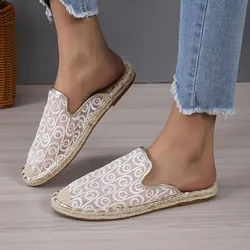 Ladies Hollow Breathable Fisherman Shoes Woven Straw Shoes Flat Bottom Casual Comfortable Large Size Single Shoes Casual Shoes