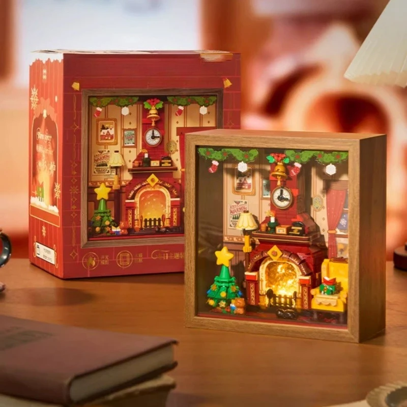 

Рождественская фоторамка, строительные блоки, камин, трехмерная живопись, детские собранные игрушки, настольные украшения, подарки