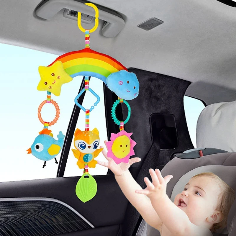 Juguetes colgantes para bebé cochecito cuna sonajero asiento de coche animales de peluche suaves juguetes sensoriales para recién nacidos niños y niñas