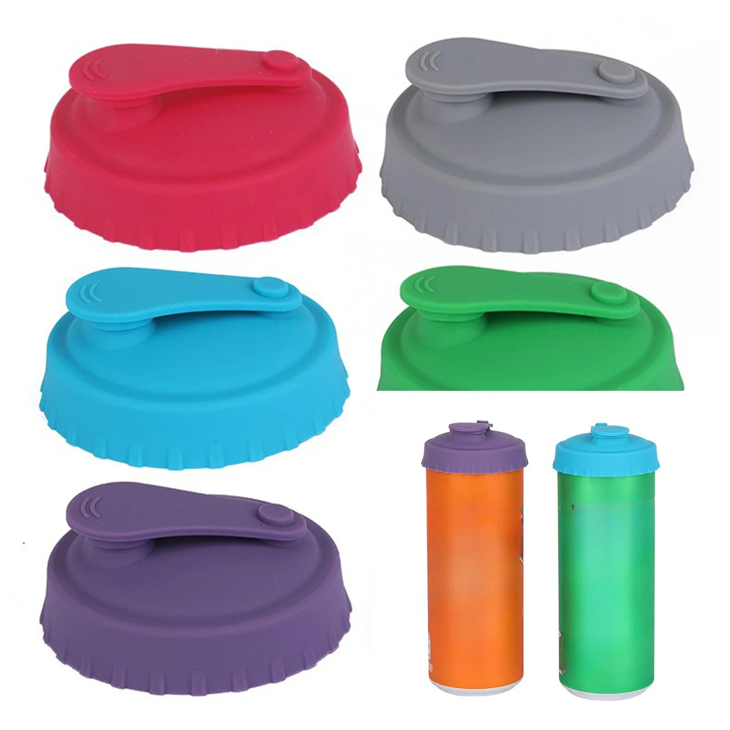 1PC Reusable Soda Lid Cover Protector Silicone Can Covers Leak-Proof for Soda Beer Drinks Juice Coke Beverage Tin Can Cup Cover