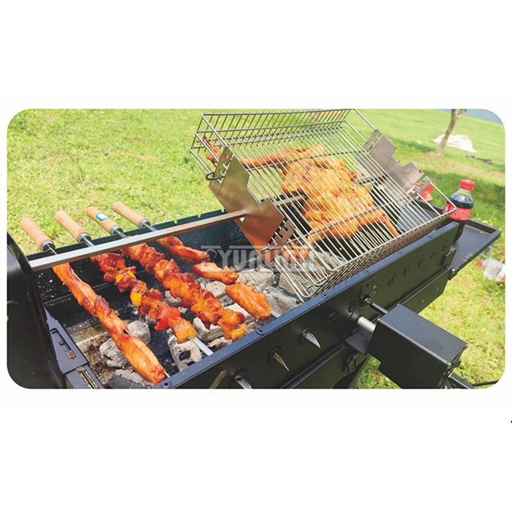 Espetos de grelha para acampamento ao ar livre, ferramentas para churrasco, rotação automática de carne, máquina de churrasco, asador elétrico, parrilla