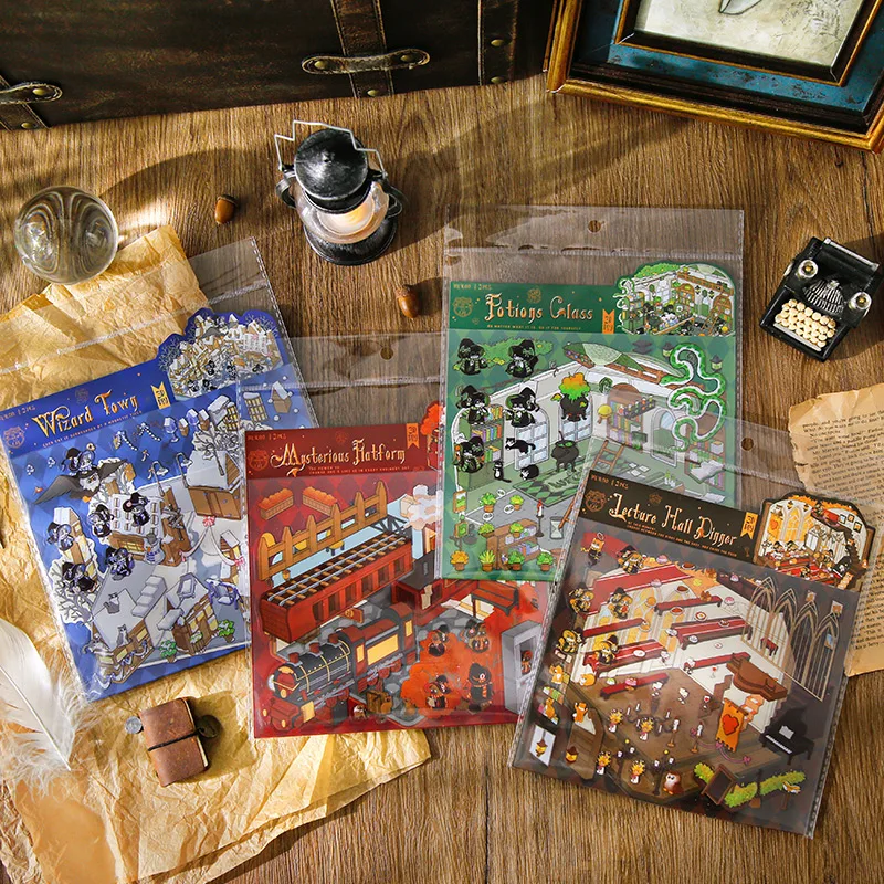 

3D наклейки с пейзажами, волшебник, кот, милый кавайный альбом для скрапбукинга, канцелярские принадлежности, украшение «сделай сам» и справочник для чехла для телефона, ноутбука