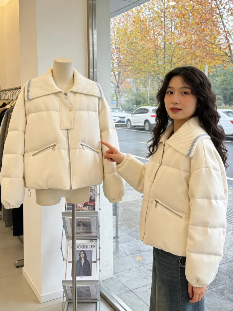 

Sli Korean Sle ort Cotton Jaet Thiened Warm Collar Winter Coat Breathable Casual Women's Faion Commute Wear