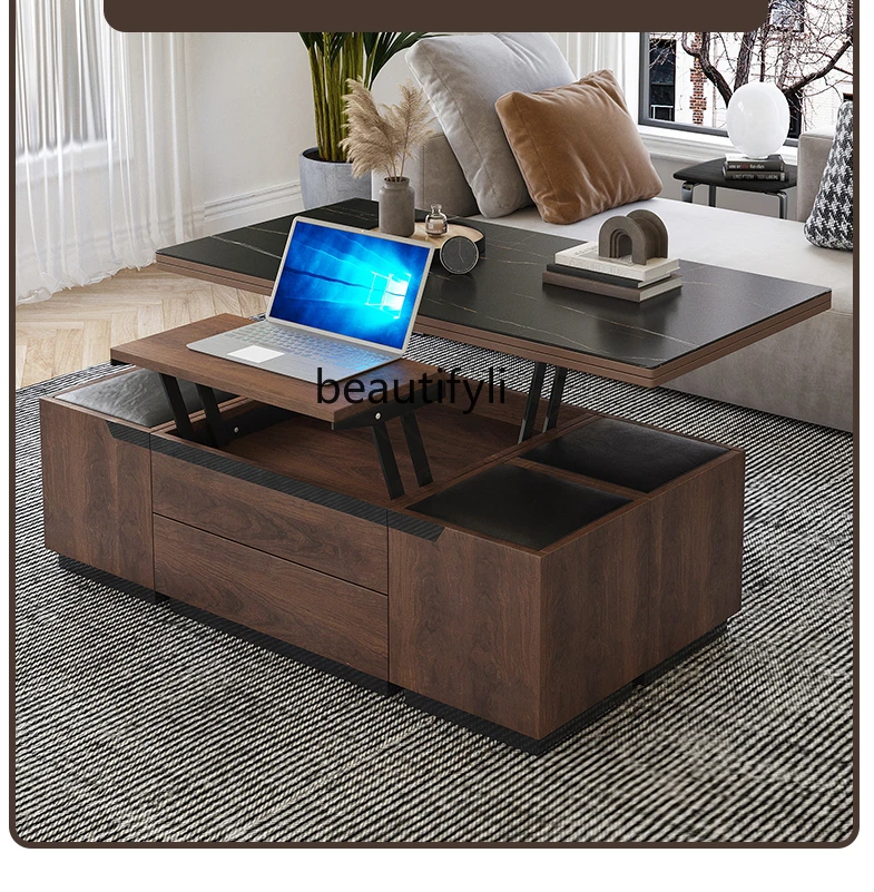 

yj15 Nordic Multi-Functional Coffee Table Dual-Use Living Room Creative Foldable and Hoisting Coffee Table