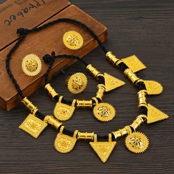 Ethiopian Gold Color Traditional Bridal Beautiful Jewelry Sets Necklace Earrings Ring Gifts Wedding Jewellery For Women