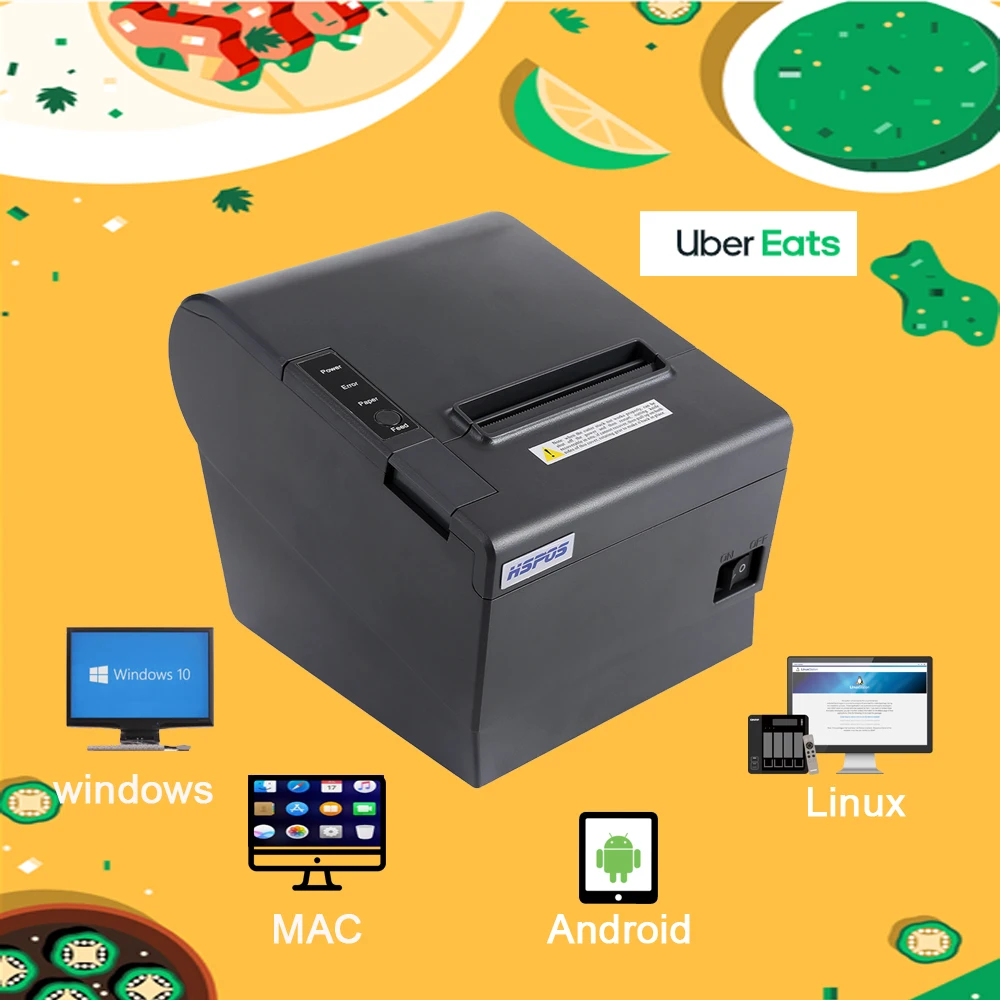 ubereat pos impressora para restaurante impressora de recibos de prato 80 mm wifi bluetooth cortador automatico wi fi 01