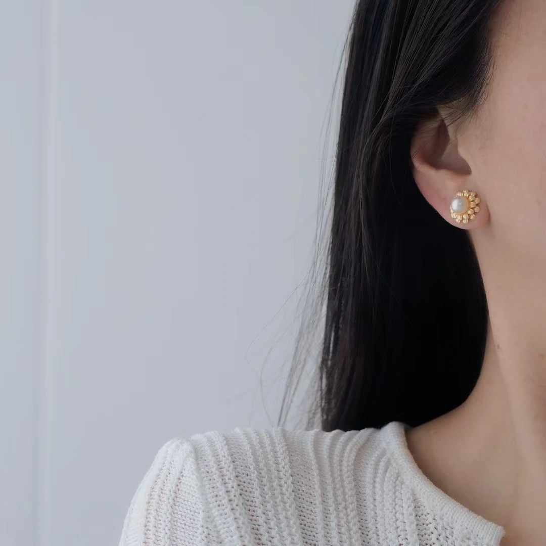 Wholesale 925 Sterling Silver Earrings Base Findings Mountings Jewelry Mounts Fittings Accessories for 7-8mm Pearls