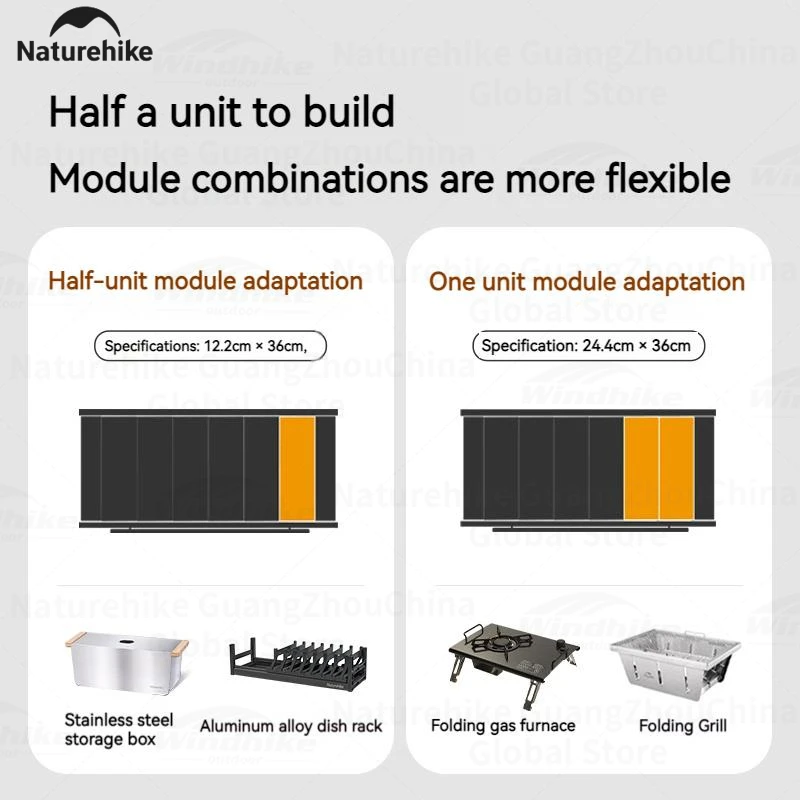 Naturehike Folding Aluminum Alloy IGT Table Camping Outdoor Multifunctional Portable Removable BBQ Grill Wood Picnic Fishing