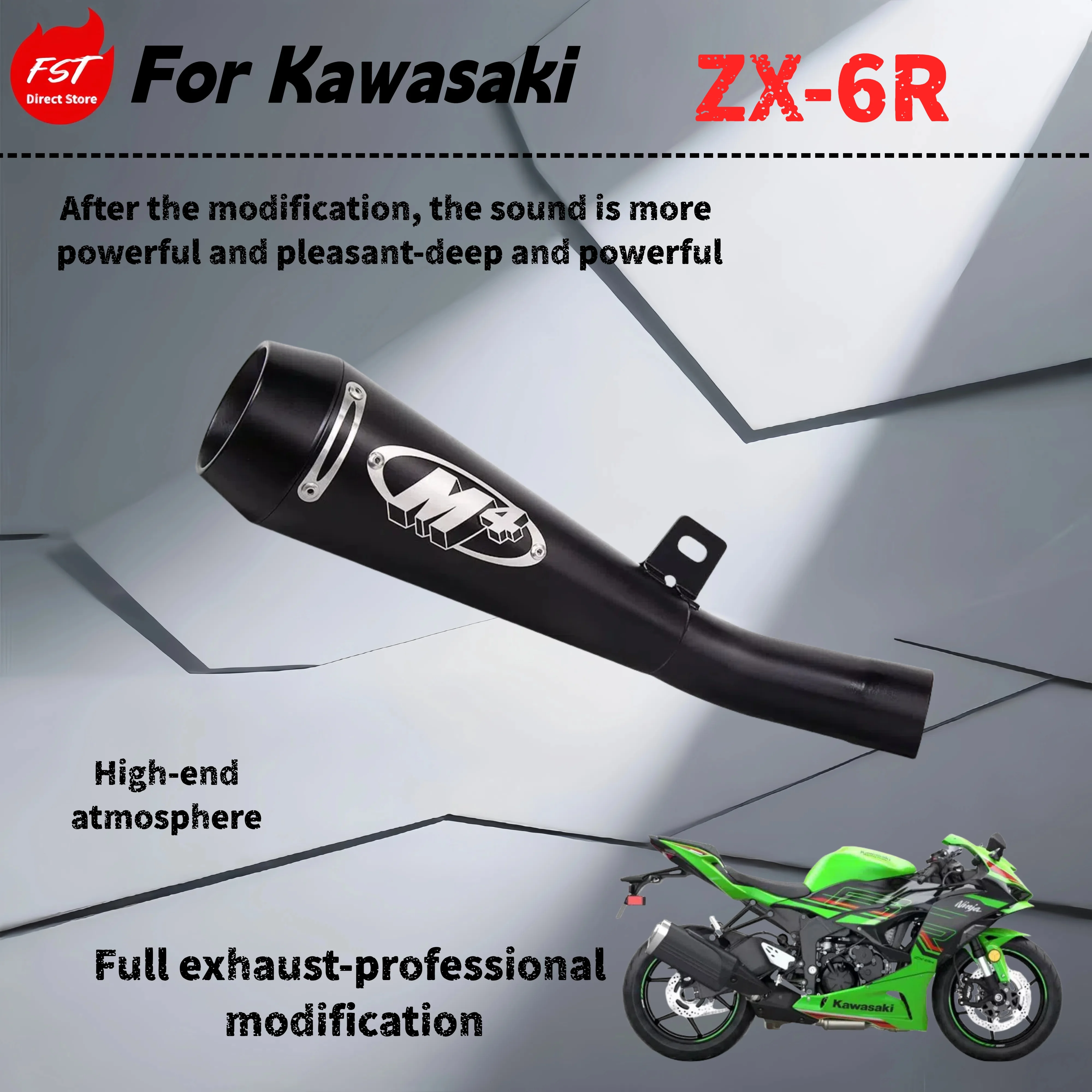 

For Kawasaki ZX6R - Modified bottom exhaust pipe - deep and powerful sound